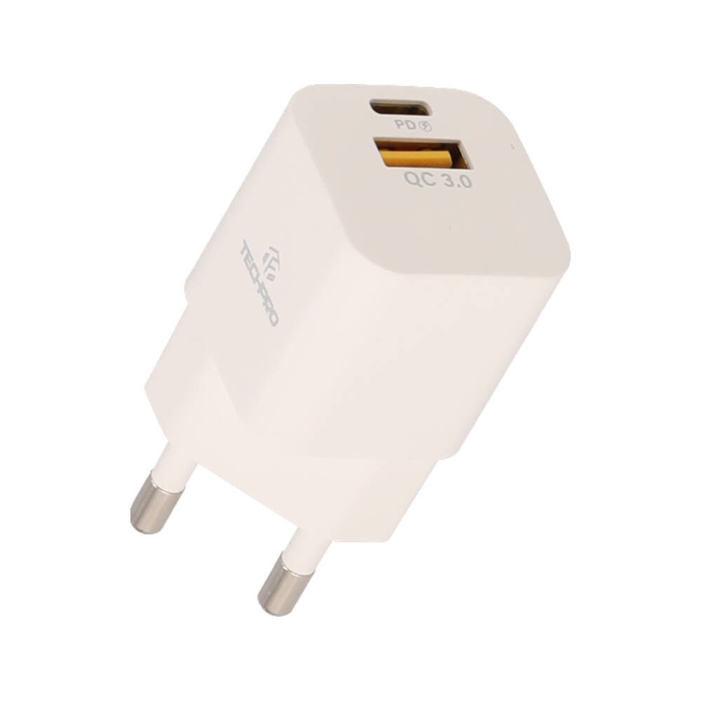 อะแดปเตอร์ TECHPRO Wall USB Charger 1 USB-A / 1 USB-C (PD30W/PPS33W) White (TP-WC06) (TISI)