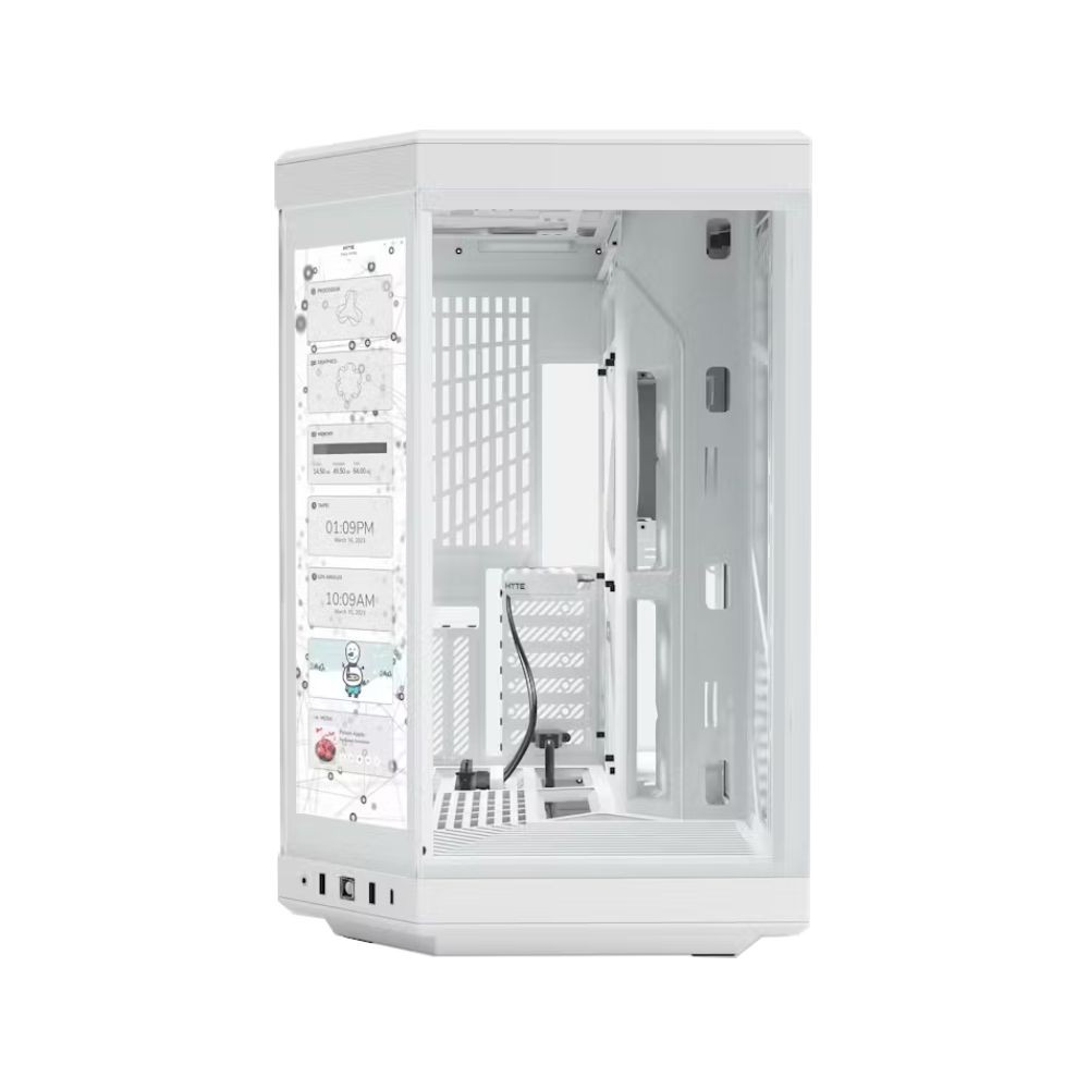 เคสคอมพิวเตอร์ HYTE Y70 Snow White with 4K Touch LCD and Riser Vertical GPU Mount