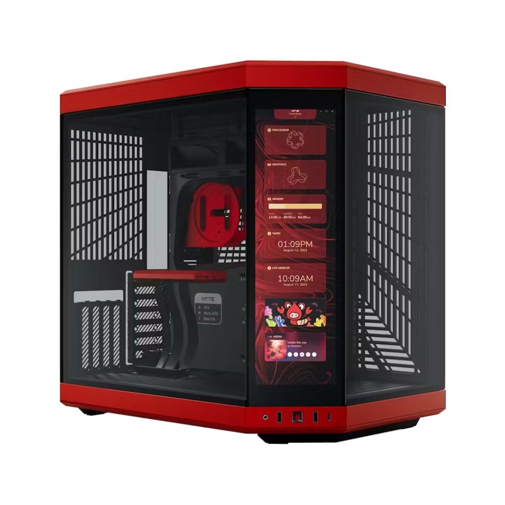 เคสคอมพิวเตอร์ HYTE Y70 Red with 4K Touch LCD and Riser Vertical GPU Mount