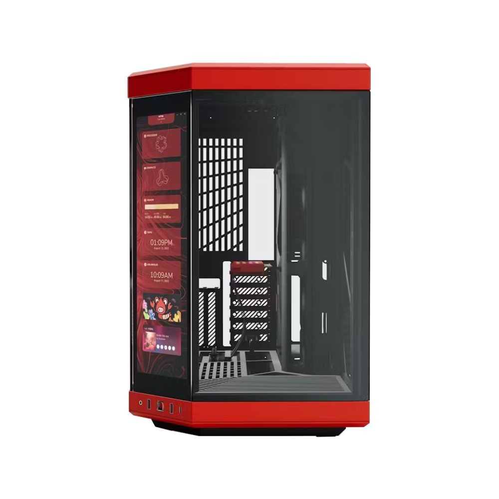 เคสคอมพิวเตอร์ HYTE Y70 Red with 4K Touch LCD and Riser Vertical GPU Mount