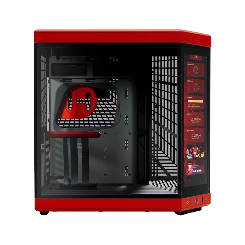 เคสคอมพิวเตอร์ HYTE Y70 Red with 4K Touch LCD and Riser Vertical GPU Mount
