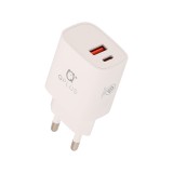 อะแดปเตอร์ QPLUS Wall Charger 1 USB-A / 1 USB-C 20W พร้อมสายชาร์จ USB-C to USB-C 1 เมตร