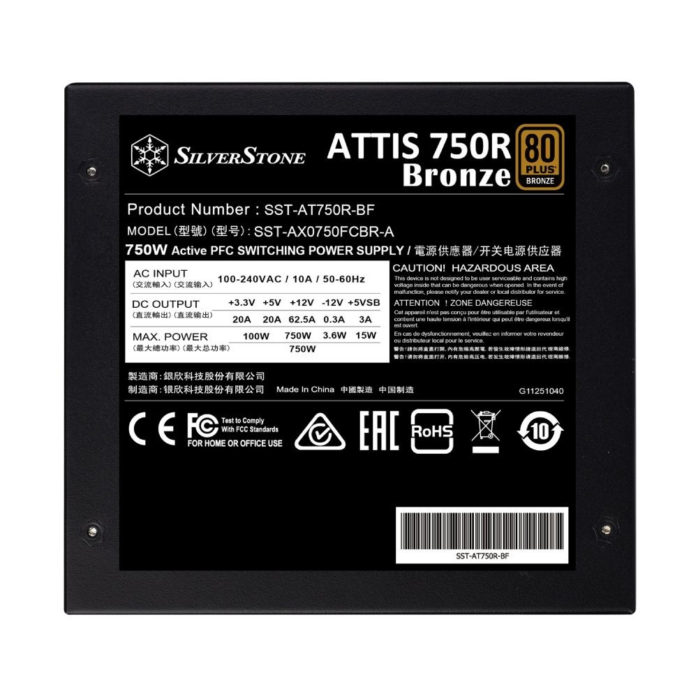 พาวเวอร์ซัพพลาย SilverStone ATTIS 750R Bronze 750W - 5Year (SST-AT750R-BF)