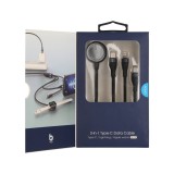 สายชาร์จ Blue Box 3-in-1 USB-C to USB-C / Lightning / Apple Watch Fast Charger Cable 1M. Black (BB-C08)