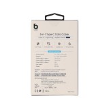 สายชาร์จ Blue Box 3-in-1 USB-C to USB-C / Lightning / Apple Watch Fast Charger Cable 1M. Black (BB-C08)