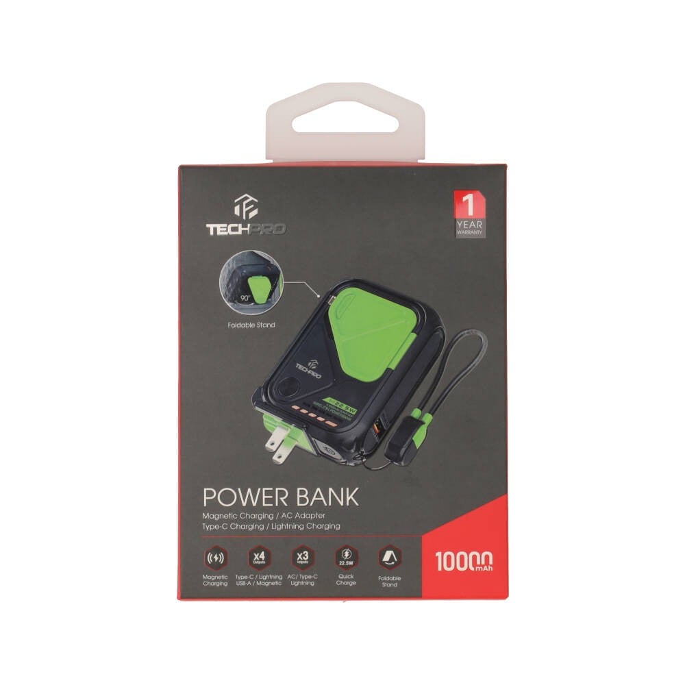พาวเวอร์แบงค์ TECHPRO Magpack 10,000 mAh Magnetic TP-PB10 Mag Black