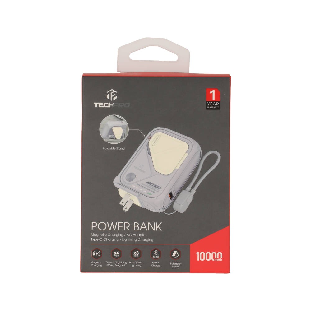 พาวเวอร์แบงค์ TECHPRO Magpack 10,000 mAh Magnetic TP-PB10Mag Gray
