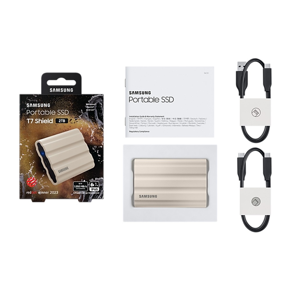 ฮาร์ดดิสก์ Samsung SSD Ext Portable T7 Shield USB 3.2 Gen 2 2TB Beige