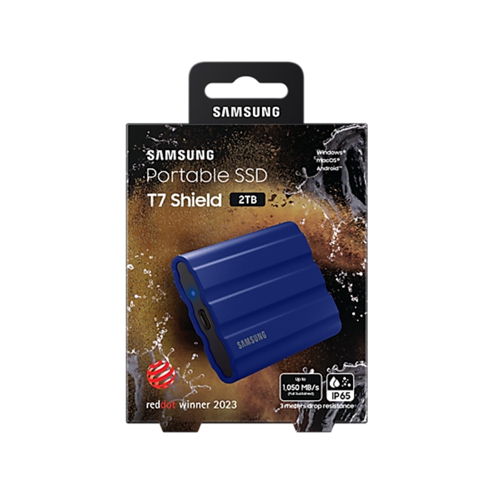 ฮาร์ดดิสก์ Samsung SSD Ext Portable T7 Shield USB 3.2 Gen 2 2TB Blue