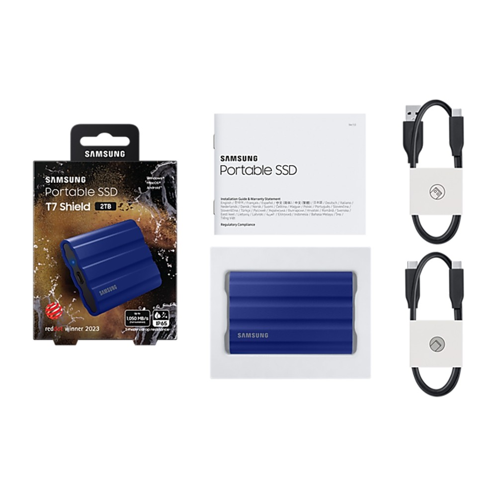 ฮาร์ดดิสก์ Samsung SSD Ext Portable T7 Shield USB 3.2 Gen 2 2TB Blue
