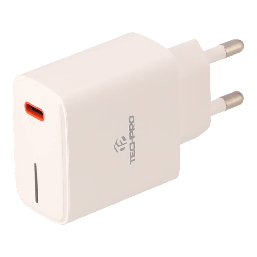 อะแดปเตอร์พร้อมสายชาร์จ TECHPRO Wall USB Charger 1 USB-C (PD20W) + USB-C to Lightning Cable 1M. White (TP-WC04CL) (TISI)