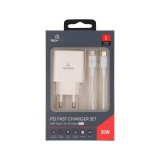 อะแดปเตอร์พร้อมสายชาร์จ TECHPRO Wall USB Charger 1 USB-C (PD20W) + USB-C to Lightning Cable 1M. White (TP-WC04CL) (TISI)