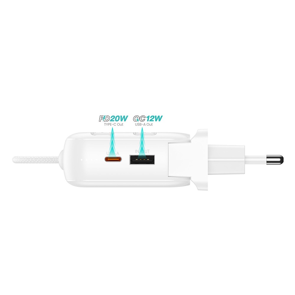 พาวเวอร์แบงค์ ALPHA 10,000 mAh Built-in Cable 20WPD ALPC10-26PD White