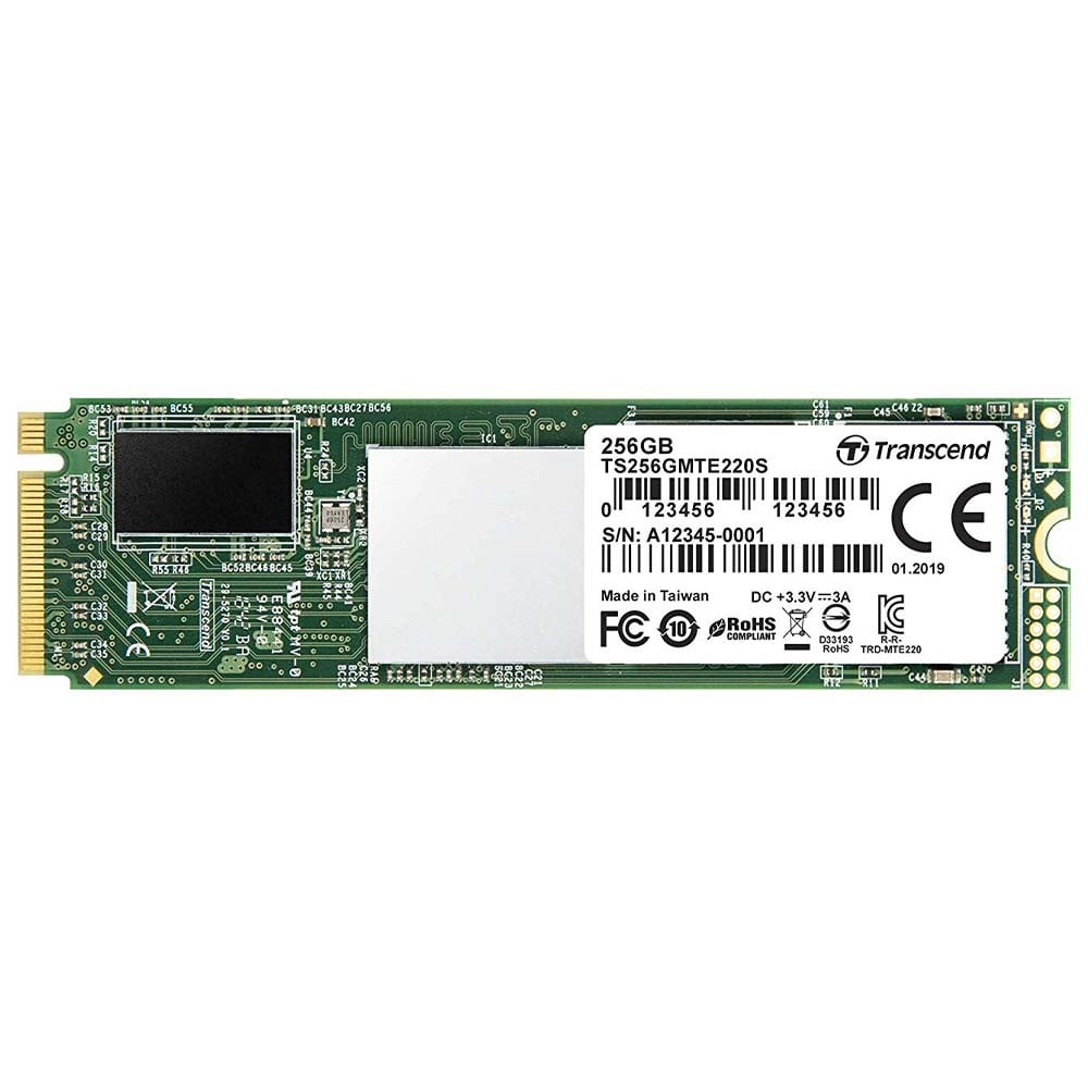 การ์ดเอสเอสดี Transcend SSD M.2 2280 256GB PCIe R3500MB/s W2800MB/s 3D TLC (MTE220S)