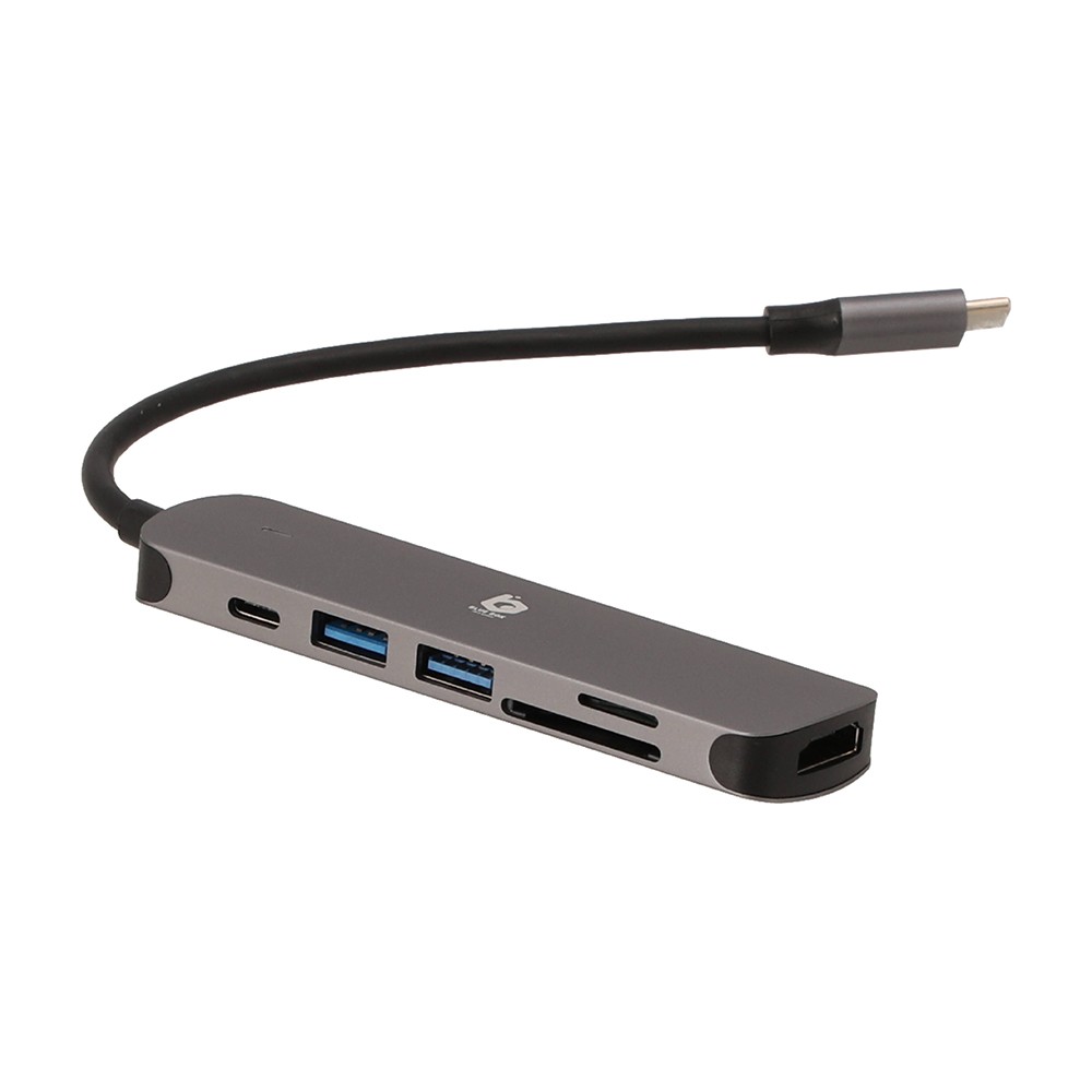 Blue Box 6-in-1 USB Type-C Hub Multifunction Converter Silver Grey