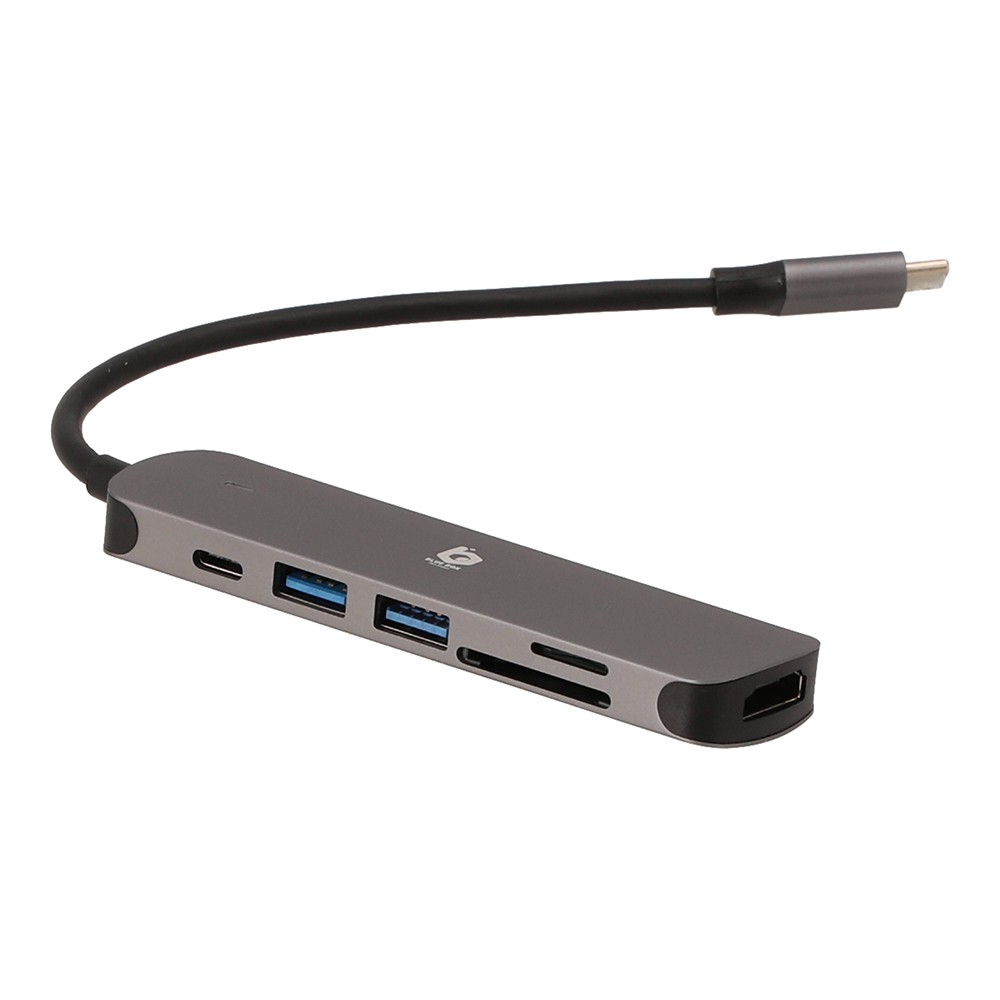 Blue Box 6-in-1 USB Type-C Hub Multifunction Converter Silver Grey