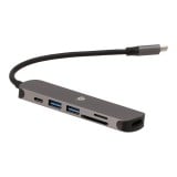 Blue Box 6-in-1 USB Type-C Hub Multifunction Converter Silver Grey