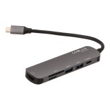 Blue Box 6-in-1 USB Type-C Hub Multifunction Converter Silver Grey