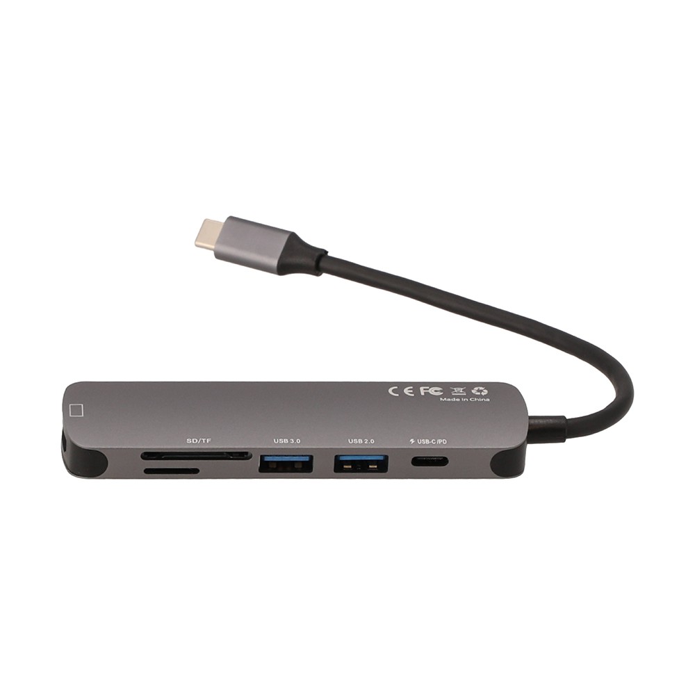 Blue Box 6-in-1 USB Type-C Hub Multifunction Converter Silver Grey
