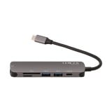 Blue Box 6-in-1 USB Type-C Hub Multifunction Converter Silver Grey