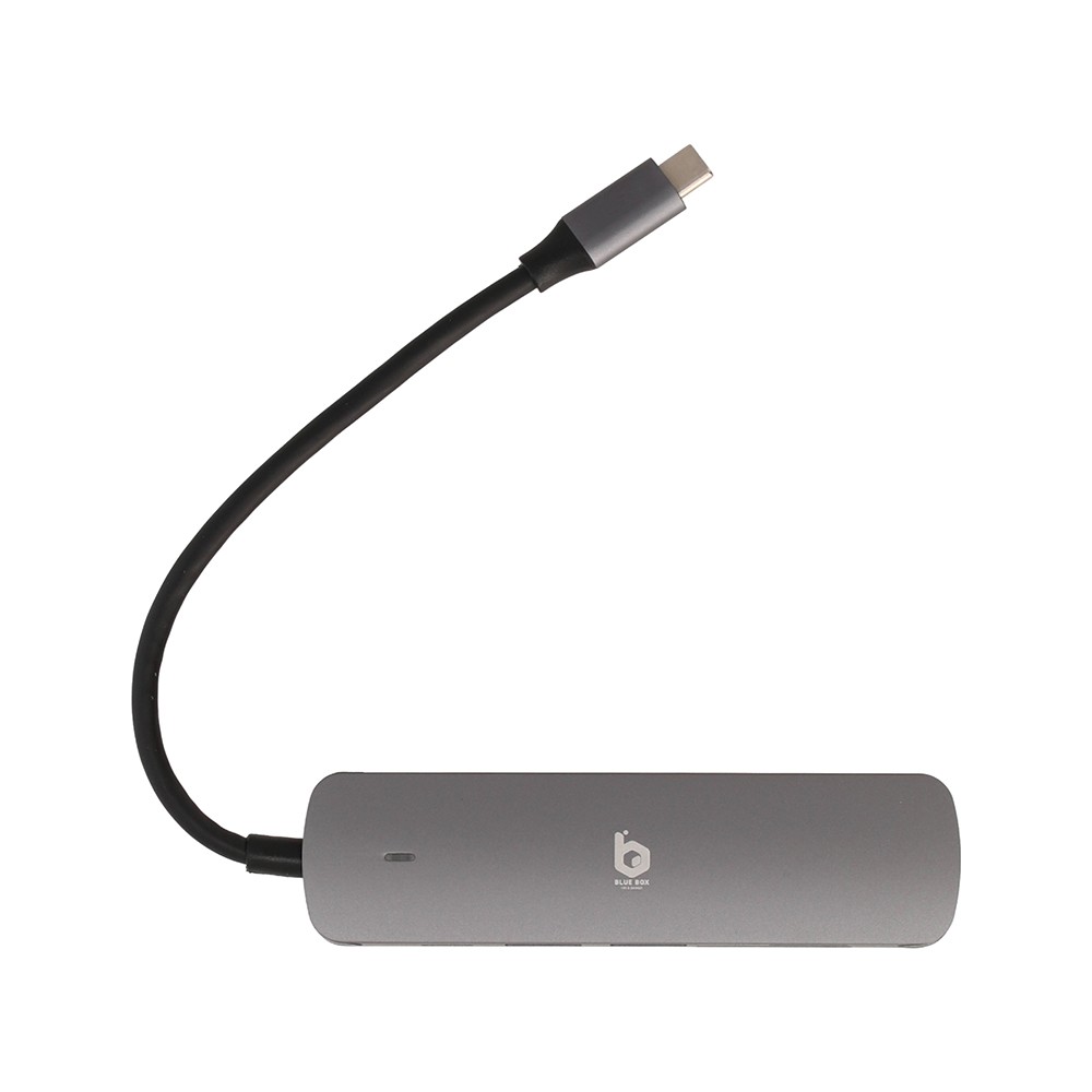 Blue Box 6-in-1 USB Type-C Hub Multifunction Converter Silver Grey