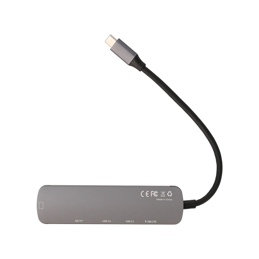 Blue Box 6-in-1 USB Type-C Hub Multifunction Converter Silver Grey