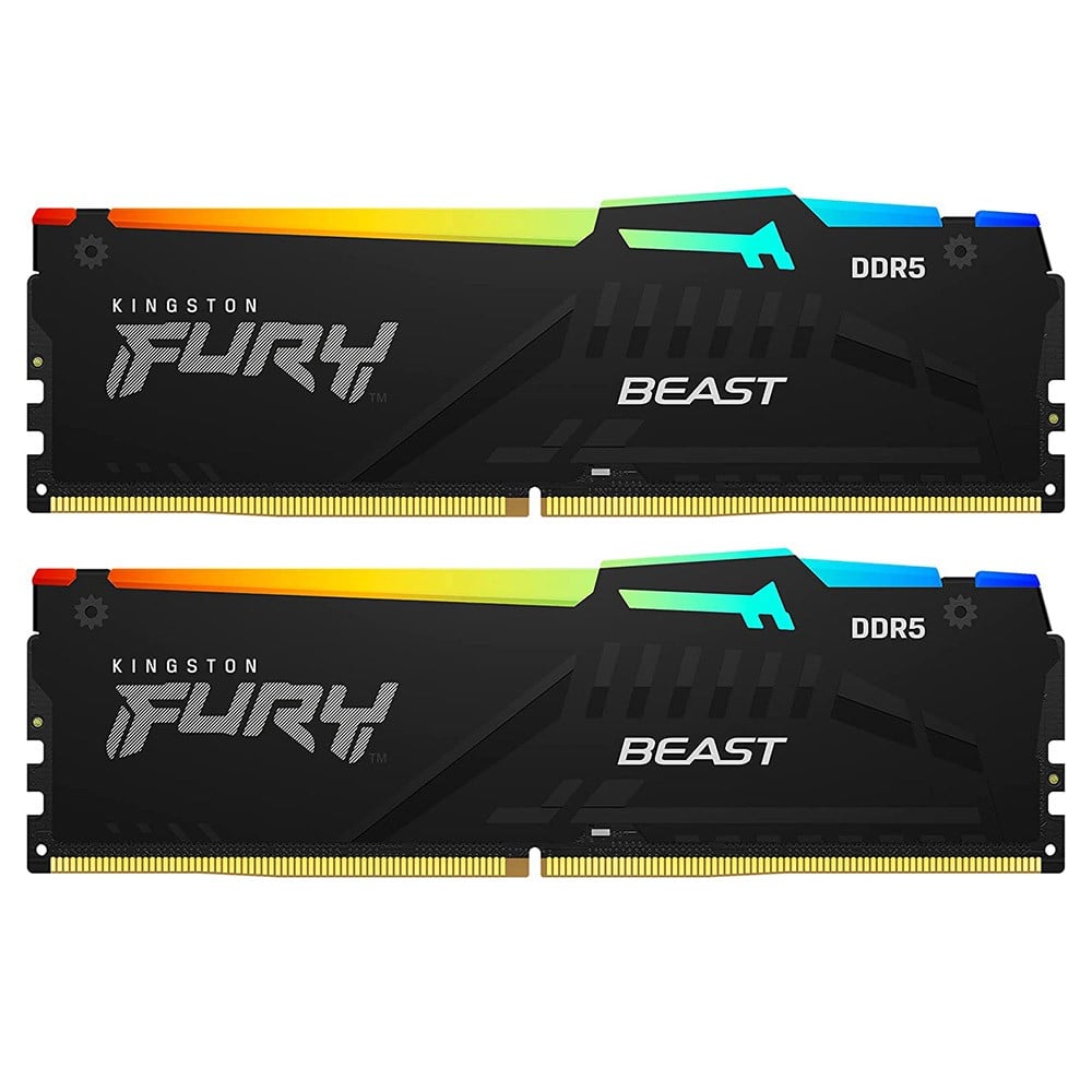 แรมพีซี Kingston DDR5 64GB/5600MHz.CL40 (2x32GB) FURY Beast RGB - Black (KF556C40BBAK2-64)