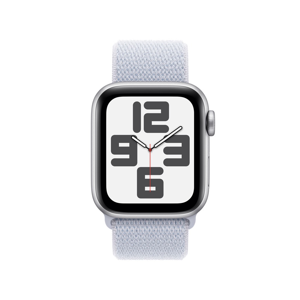 Apple Watch SE GPS + Cellular 40mm Silver Aluminium Case with Blue Cloud Sport Loop (2024)