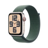 Apple Watch SE GPS + Cellular 44mm Starlight Aluminium Case with Lake Green Sport Loop (2024)