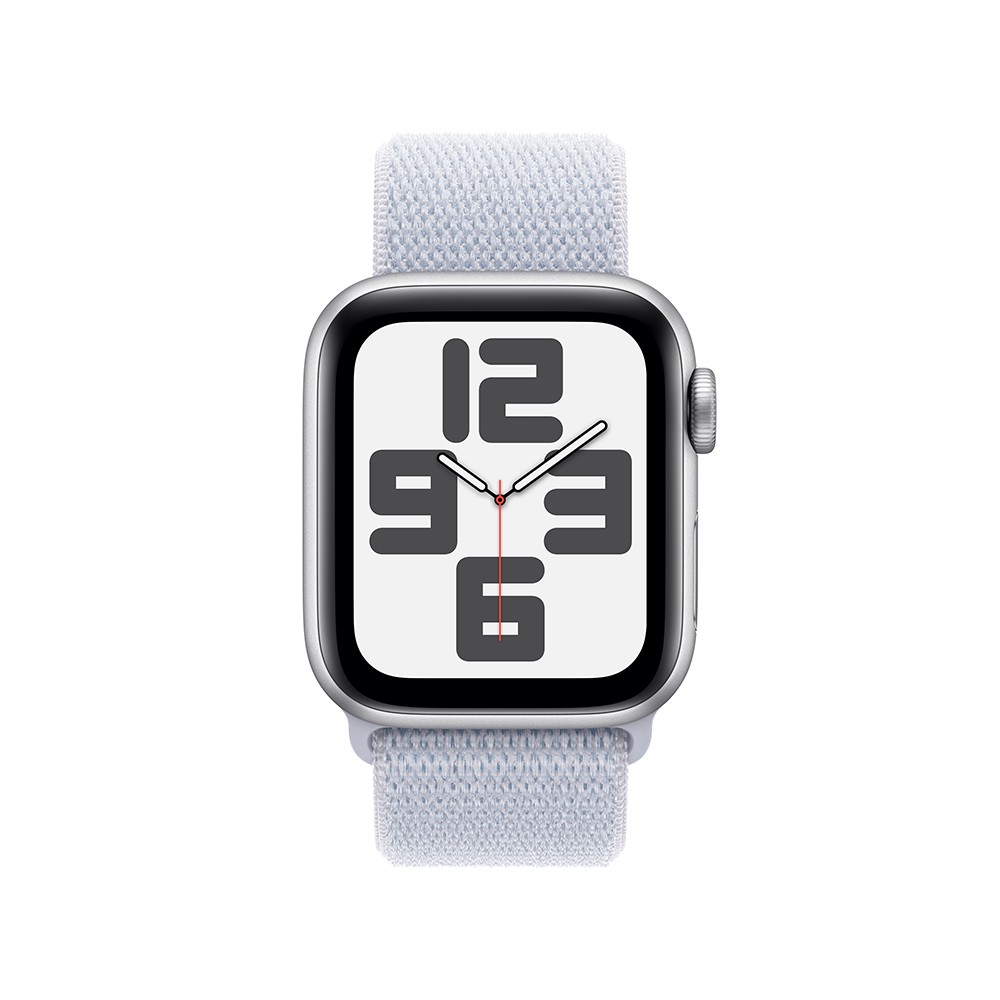 Apple Watch SE GPS 40mm Silver Aluminium Case with Blue Cloud Sport Loop (2024)