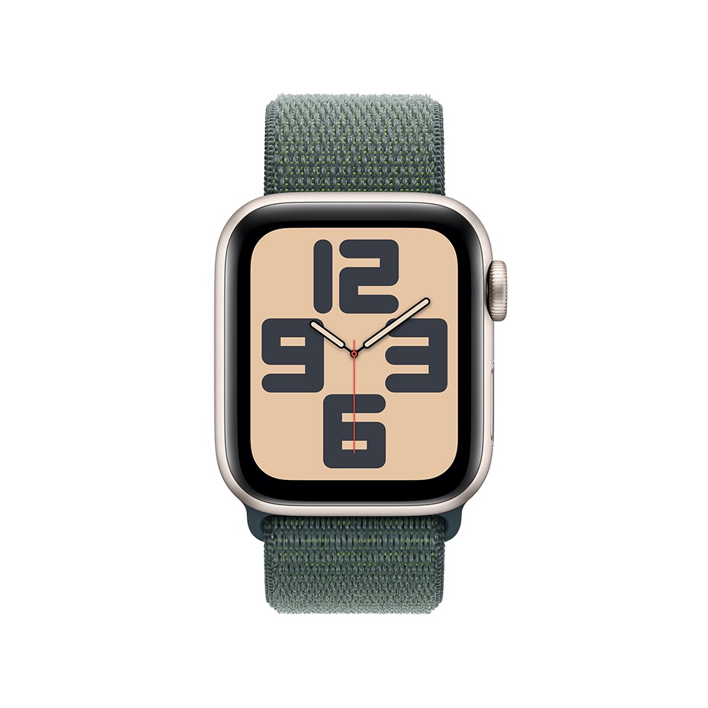 Apple Watch SE GPS 40mm Starlight Aluminium Case with Lake Green Sport Loop (2024)