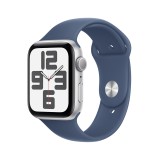 Apple Watch SE GPS 44mm Silver Aluminium Case with Denim Sport Band - S/M (2024)