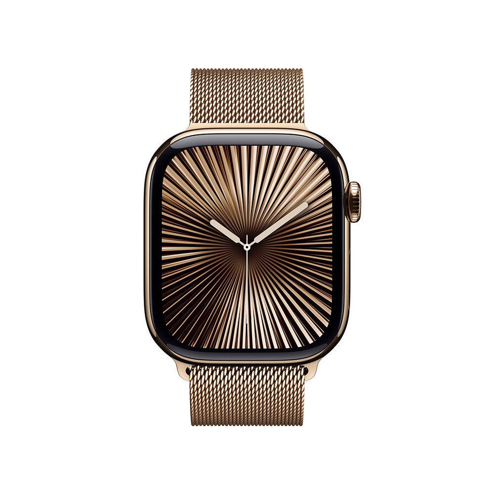 Apple Watch Series 10 GPS + Cellular 42mm Gold Titanium Case with Gold Milanese Loop