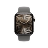 Apple Watch Series 10 GPS + Cellular 42mm Natural Titanium Case with Stone Gray Sport Band - M/L