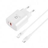 อะแดปเตอร์ QPLUS Wall Charger 1 USB-A / 1 USB-C 20W พร้อมสายชาร์จ USB-C to USB-C 1 เมตร