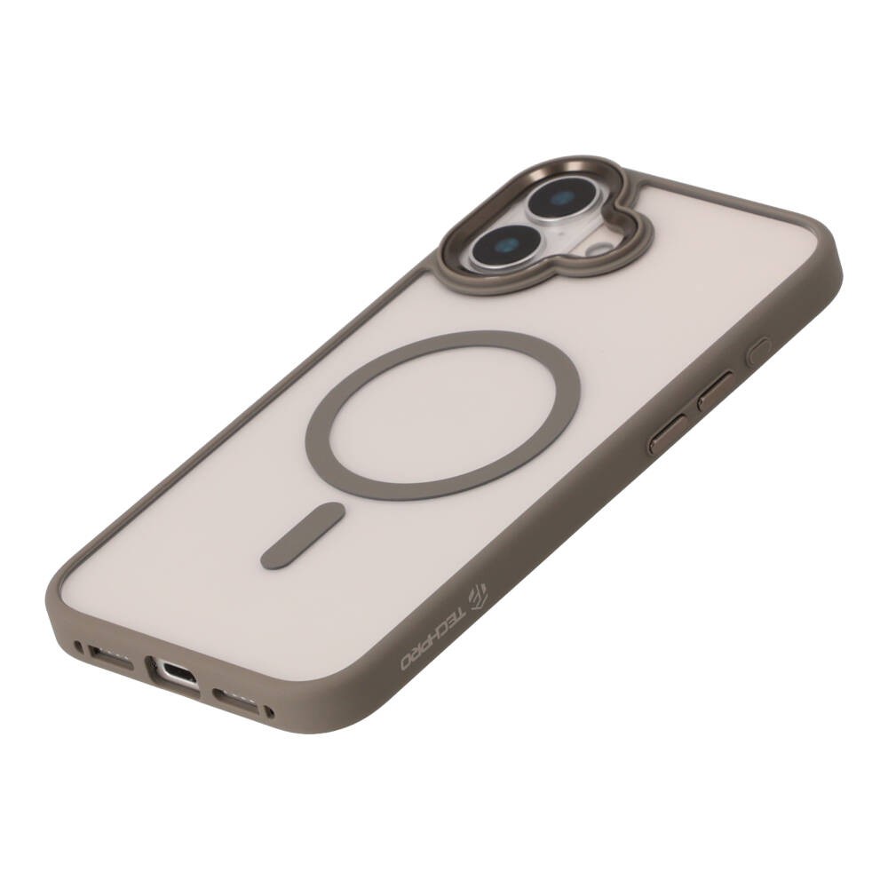 เคส TECHPRO iPhone 16 Plus Gray Matte Frame with clear Back with Magnetic