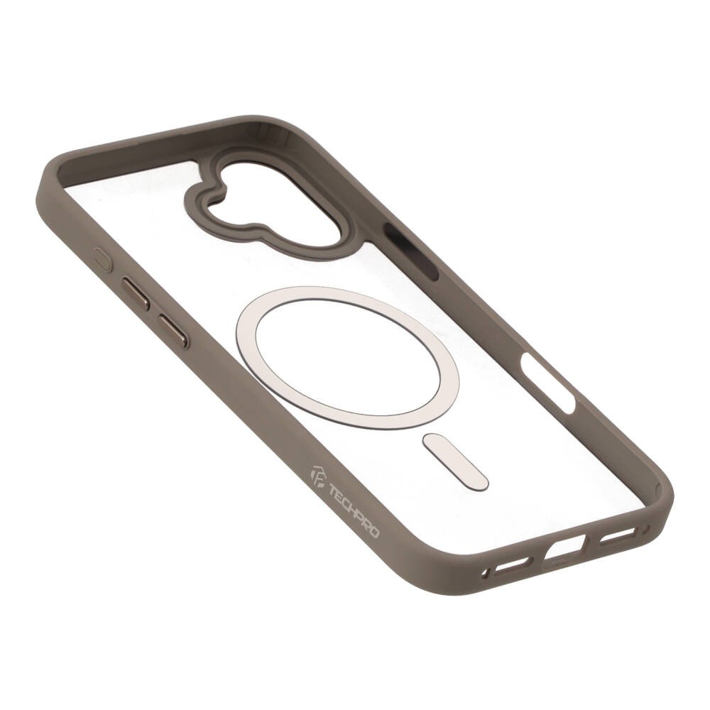 เคส TECHPRO iPhone 16 Plus Gray Matte Frame with clear Back with Magnetic