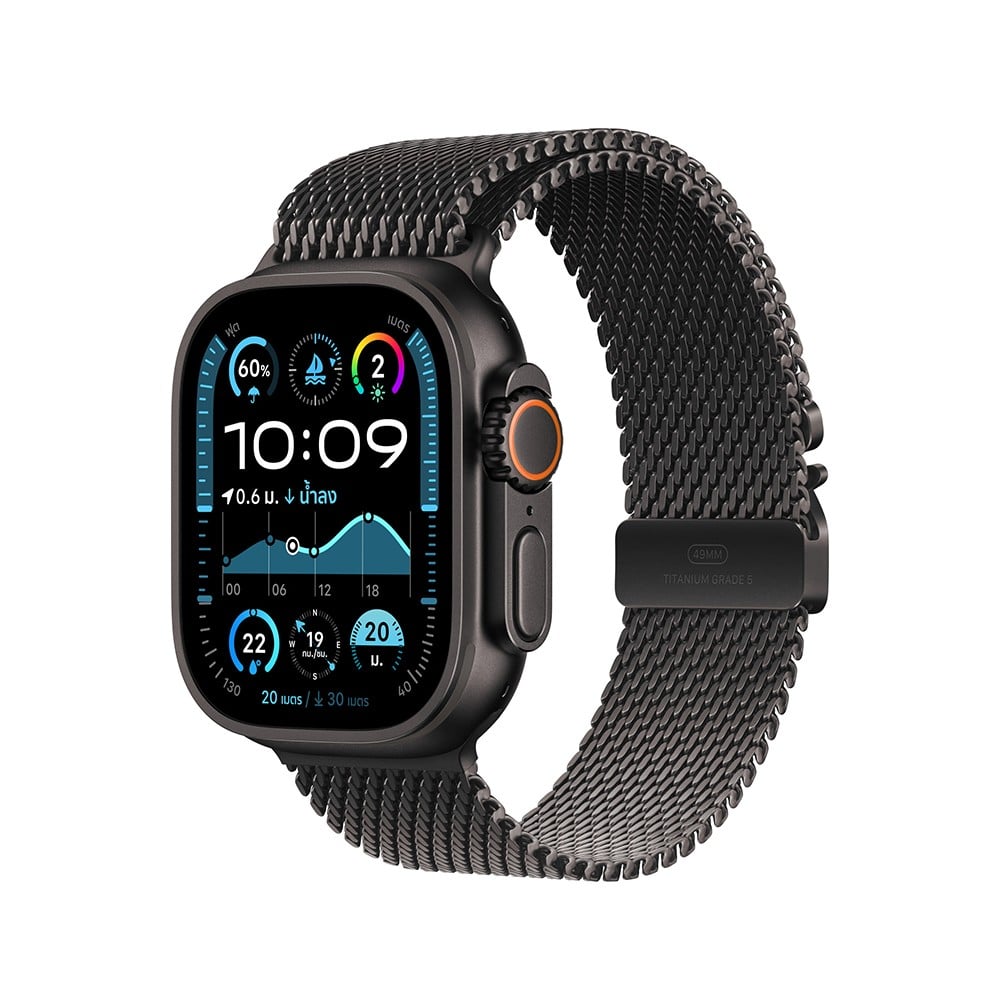 Apple Watch 49mm Black Titanium Milanese Loop - Medium