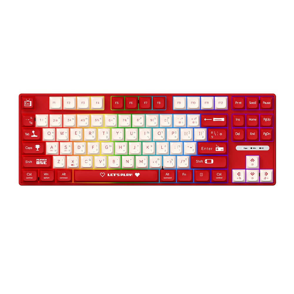 คีย์บอร์ดเกมมิ่ง AJAZZ AK870MC Lets Play Red - Red Switch