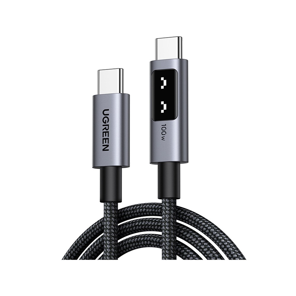 สายชาร์จ Ugreen USB-C to USB-C Cable Nylon 100W 1M. Robot Gray (35501)