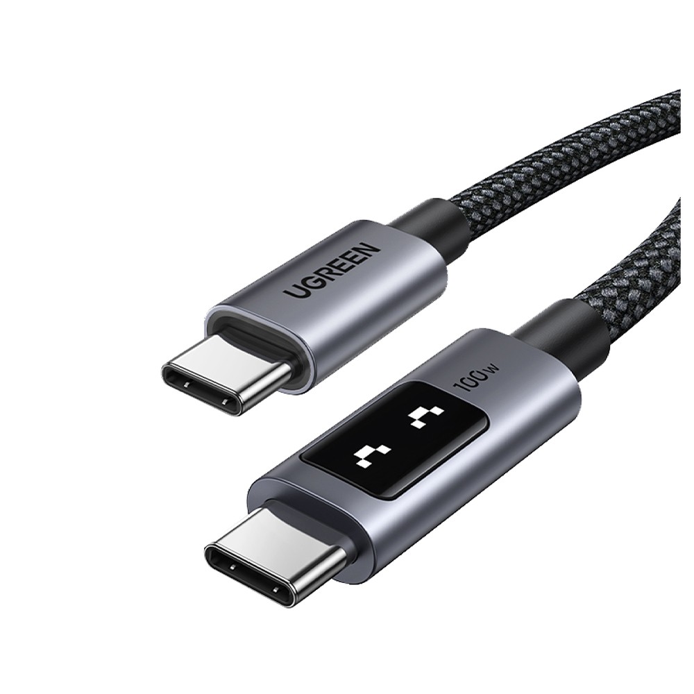 สายชาร์จ Ugreen USB-C to USB-C Cable Nylon 100W 1M. Robot Gray (35501)
