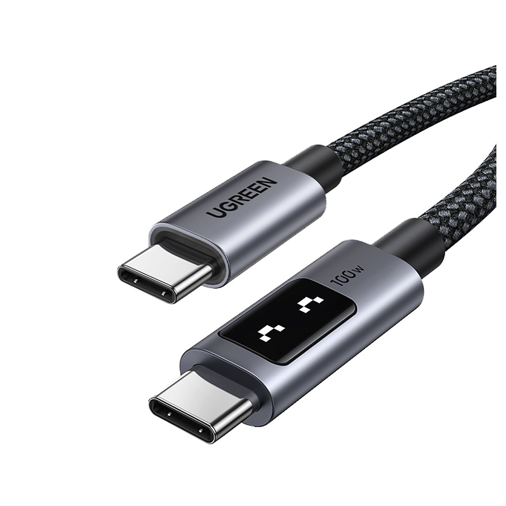 สายชาร์จ Ugreen USB-C to USB-C Cable Nylon 100W 2M. Robot Gray (35512)