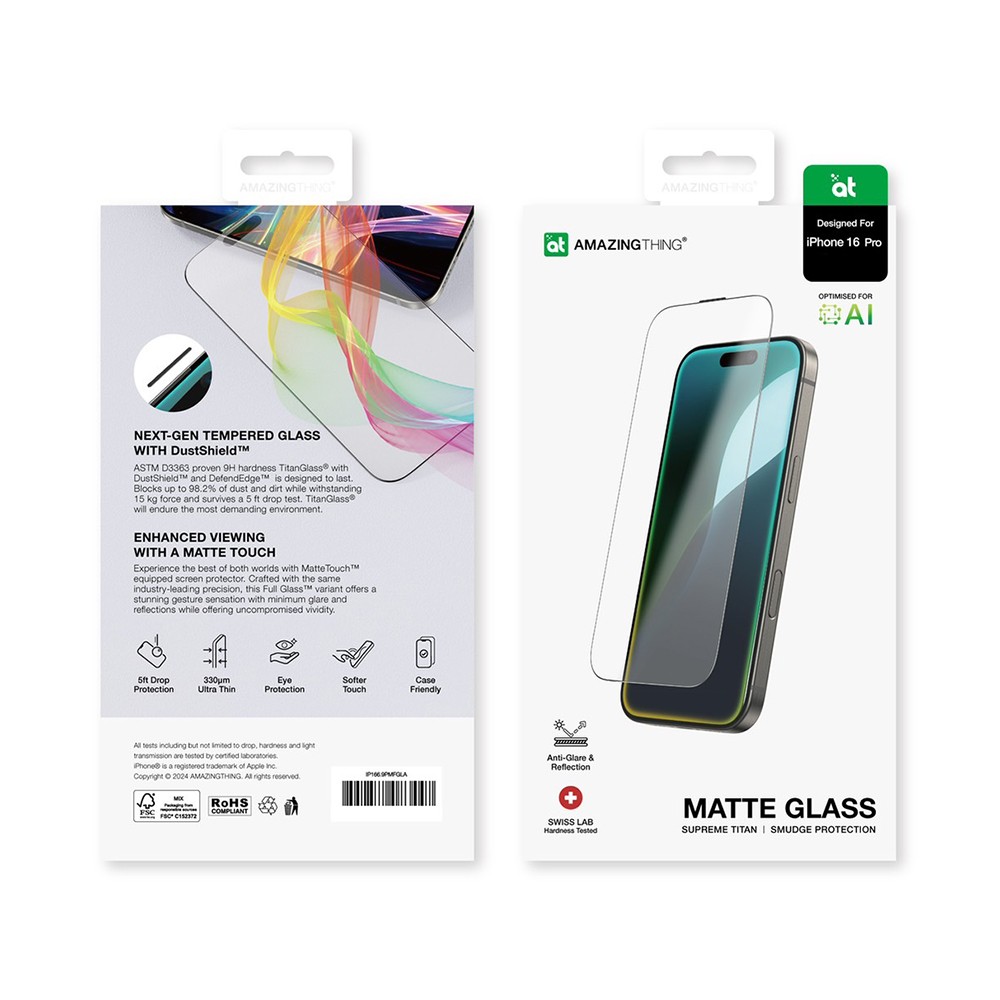 ฟิล์มกันรอย AMAZINGthing iPhone 16 Pro (2.75D) Titan Matte Glass
