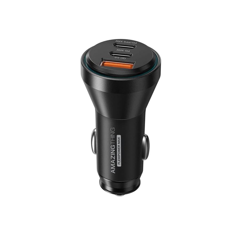 ที่ชาร์จแบตในรถ AMAZINGthing Car Charger 1 USB-A (QC3.0A) / 2 USB-C (PD63W) LED Light Black