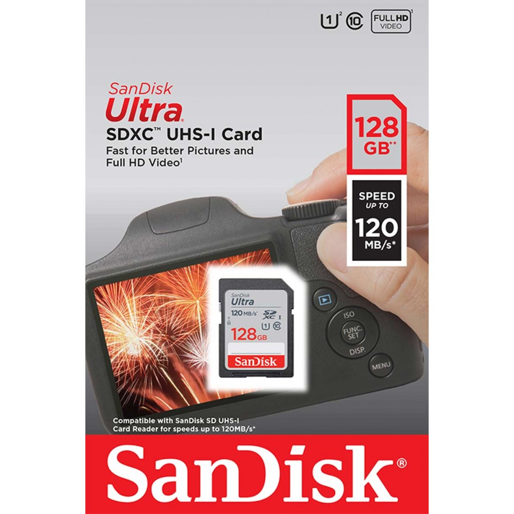 การ์ดหน่วยความจำ SanDisk Ultra SDXC SDSDUNC4 128GB 120MB/s R C10 (SDSDUN4- 128G-GN6IN)