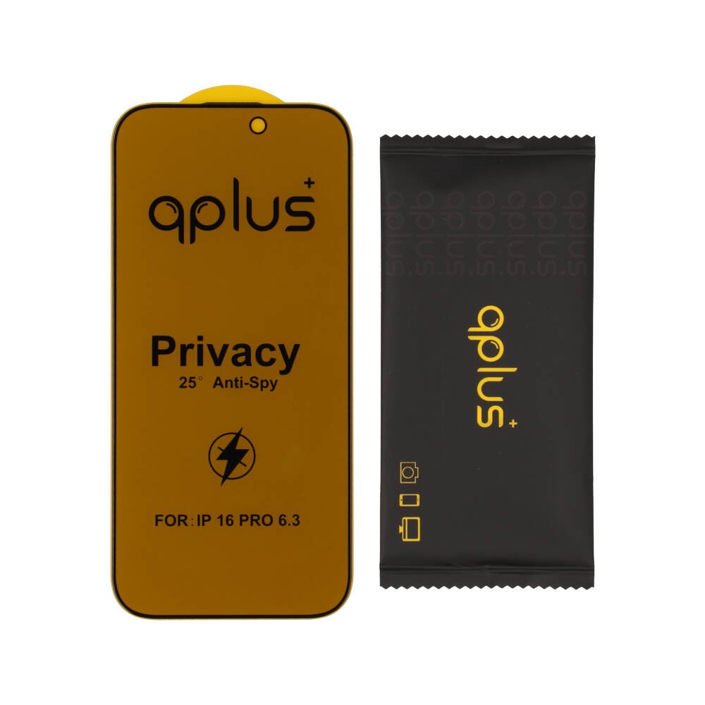 ฟิล์มกันรอย QPLUS Tempered Glass iPhone 16 Pro (2.5D) Privacy Full Coverage