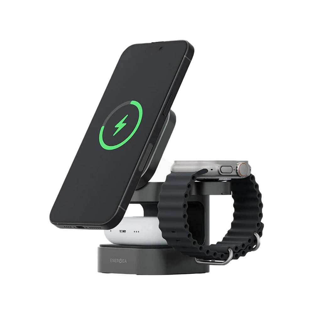 ที่ชาร์จไร้สาย ENERGEA 3-in-1 Wireless Chaeger Magnetic Stand 25W MAGCUBE GUNMETAL