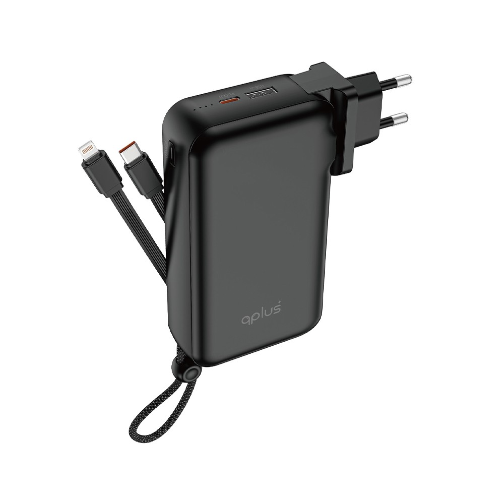 พาวเวอร์แบงค์ QPLUS 20,000 mAh Built-In Cable W2047 Black