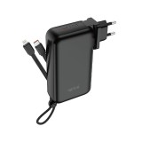 พาวเวอร์แบงค์ QPLUS 20,000 mAh Built-In Cable W2047 Black