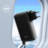พาวเวอร์แบงค์ QPLUS 20,000 mAh Built-In Cable W2047 Black